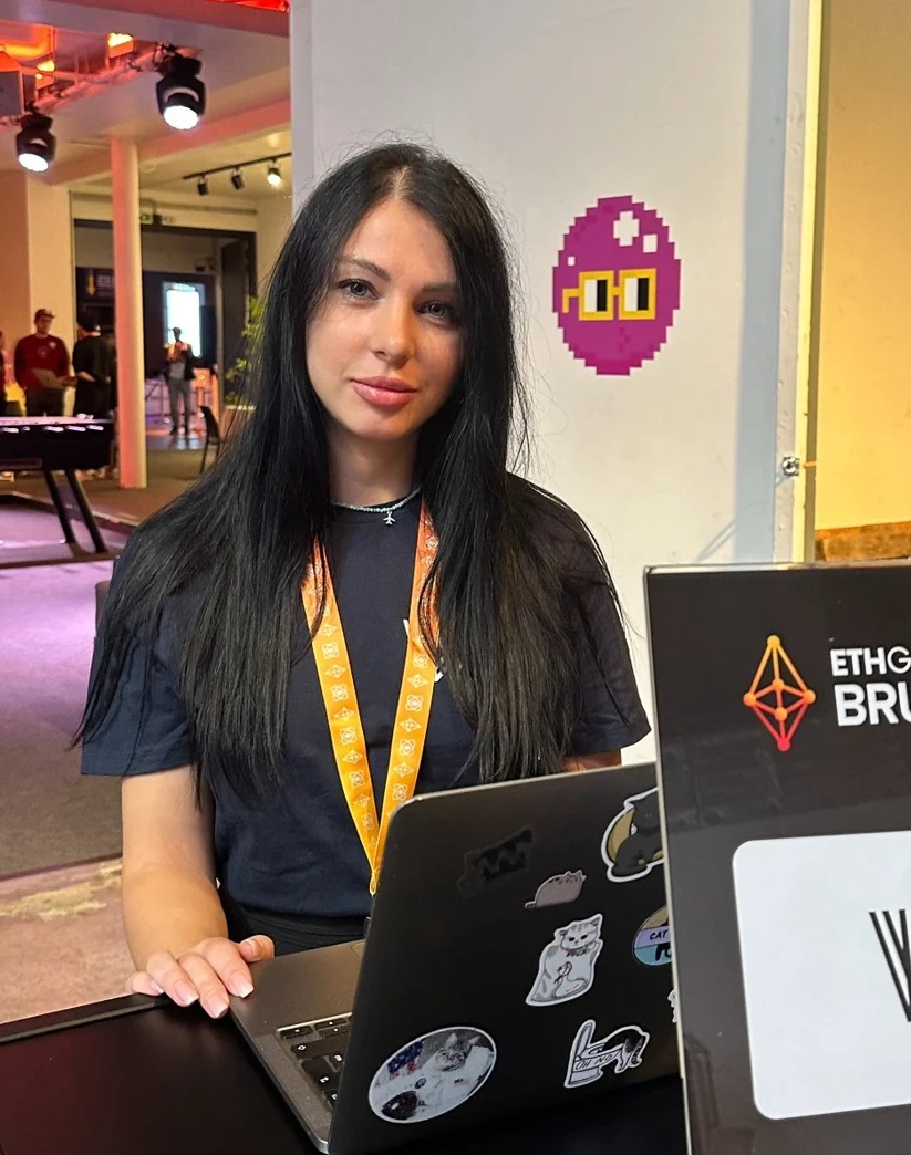 Katie Voronina representing Vara at ETHGlobal Brussels